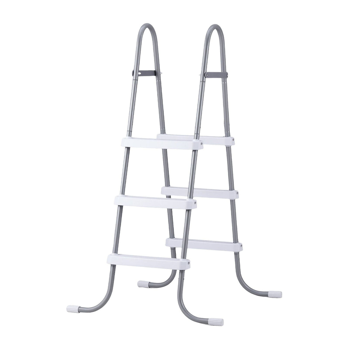 Above Ground Pool Ladder, 3-Step Steel A-Frame Swimming Pool Stairs for 42 in High Wall, 300 lbs Capacity Entry/Exit Steps with Secure Non-Slip Sturdy Wide Step, Easy Setup, Gray & White