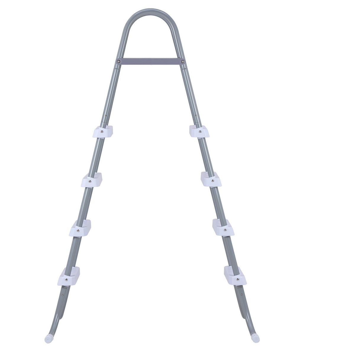 Above Ground Pool Ladder, 4-Step Steel A-Frame Swimming Pool Stairs for 48 in High Wall, 300 lbs Capacity Entry/Exit Steps with Secure Non-Slip Sturdy Wide Step, Easy Setup, Gray & White