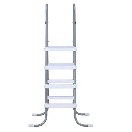 Above Ground Pool Ladder, 4-Step Steel A-Frame Swimming Pool Stairs for 48 in High Wall, 300 lbs Capacity Entry/Exit Steps with Secure Non-Slip Sturdy Wide Step, Easy Setup, Gray & White