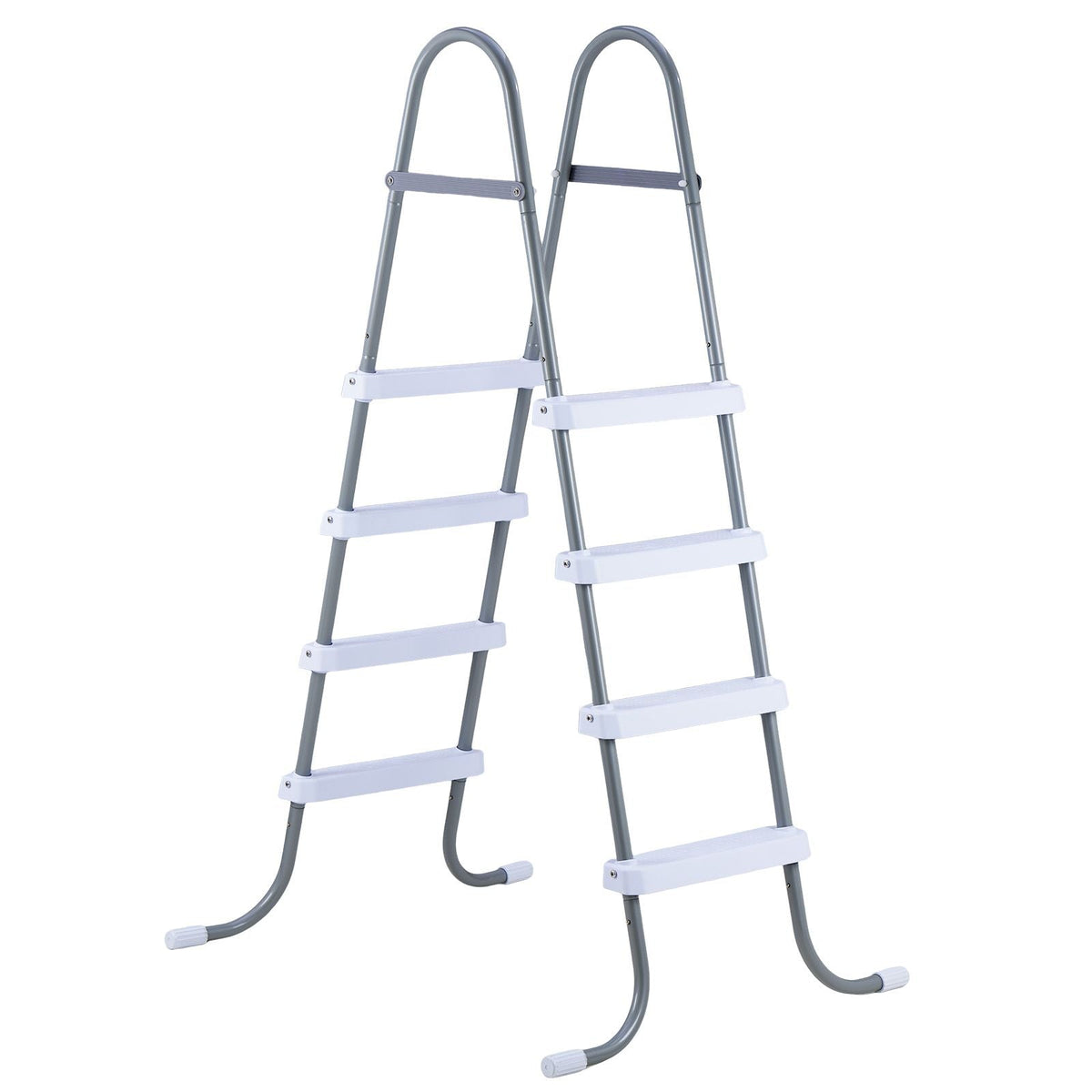 Above Ground Pool Ladder, 4-Step Steel A-Frame Swimming Pool Stairs for 48 in High Wall, 300 lbs Capacity Entry/Exit Steps with Secure Non-Slip Sturdy Wide Step, Easy Setup, Gray & White