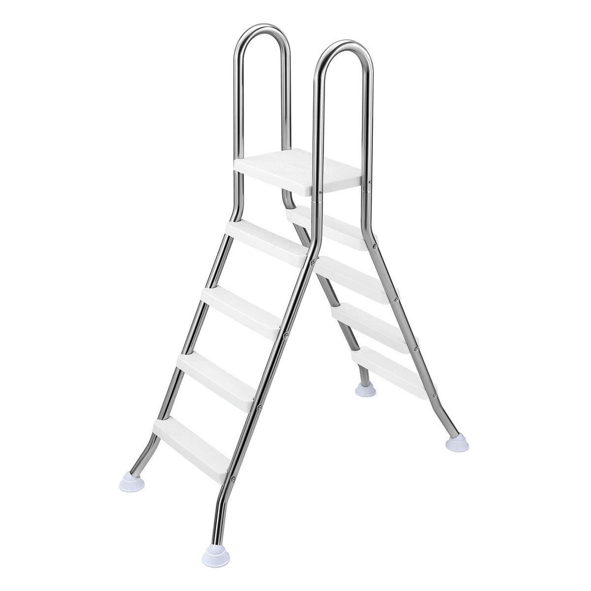 Above Ground Pool Ladder, Stainless Steel A-Frame Swimming Pool Stairs for 49.2 in High Wall, 330 lbs Capacity Heavy Duty Entry/Exit Steps with Secure Non-Slip 4 Steps and Platform, Silver