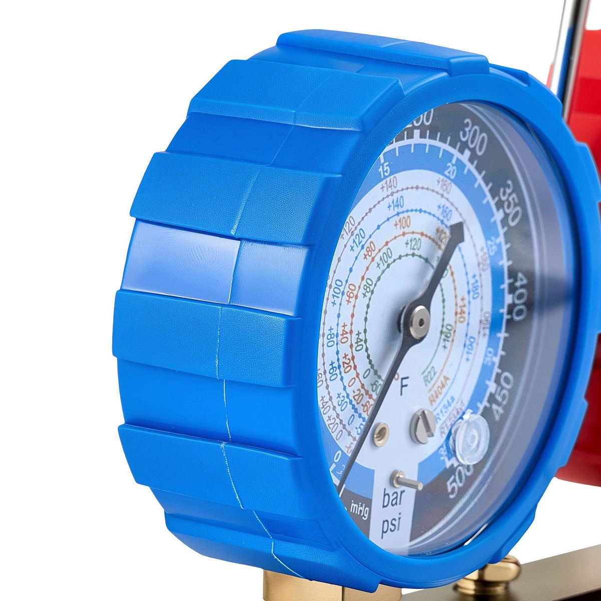 AC Manifold Gauge Set for R134a R404A R1234yf R22 Refrigerant, 4 Way AC Gauge with 5 ft Hoses, Adapters, Quick Couplers, Can Taps for Automotive Air Conditioning Maintenance, Charging Evacuation