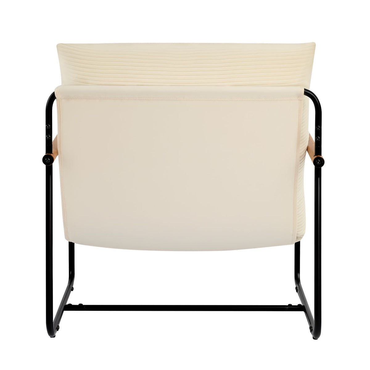 Accent Chair, Metal Framed Chair with Wooden Armrests, Modern Cozy Upholstered Armchair, with Soft Foam Cushioning, Detachable Cushion, for Living Room, Bedroom, Reading Room, Office, Beige