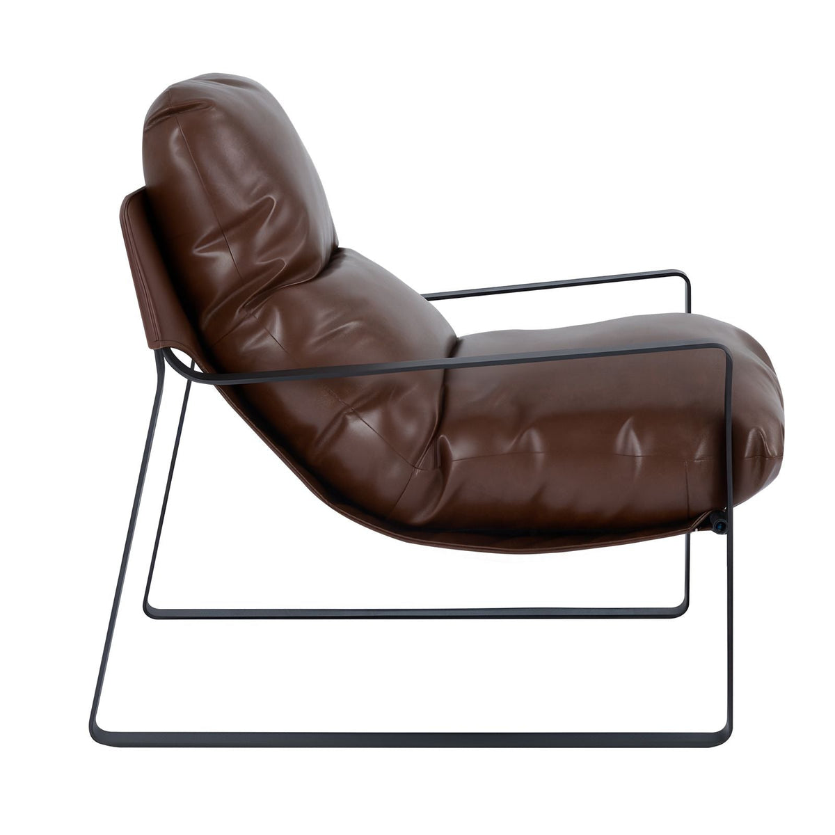 Accent Chair, Modern PU Leather Armchair, Cozy Upholstered Chair, with Soft Foam Cushioning, Sturdy Metal Frame, and Detachable Cushion, for Living Room, Bedroom, Reading Room, Office, Brown