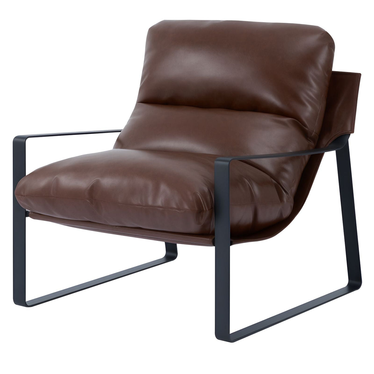 Accent Chair, Modern PU Leather Armchair, Cozy Upholstered Chair, with Soft Foam Cushioning, Sturdy Metal Frame, and Detachable Cushion, for Living Room, Bedroom, Reading Room, Office, Brown