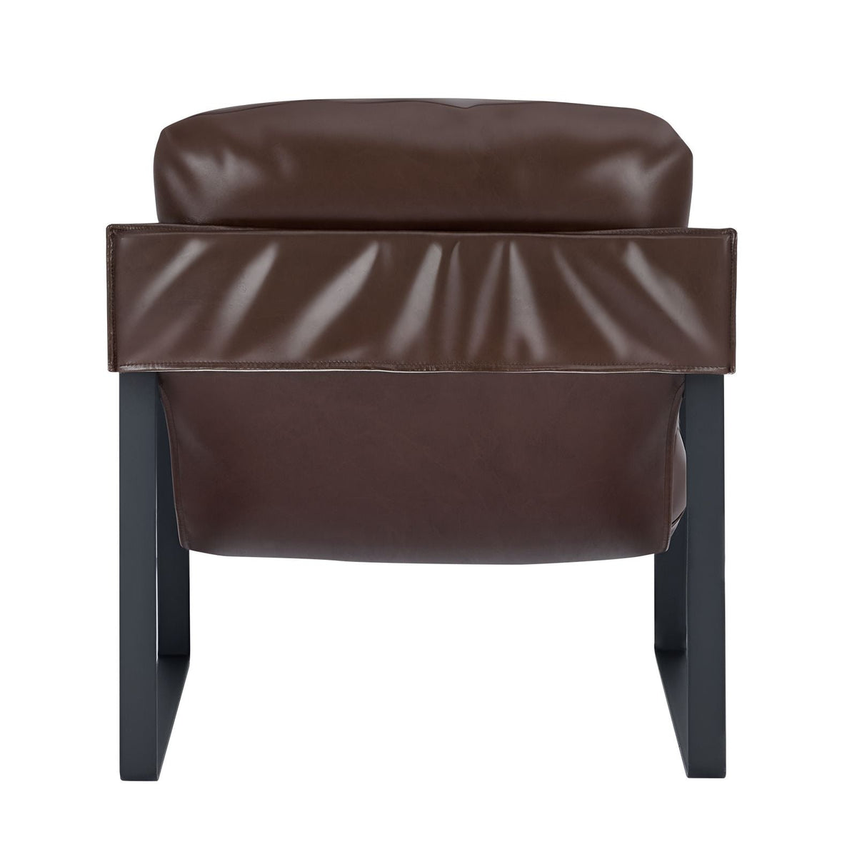 Accent Chair, Modern PU Leather Armchair, Cozy Upholstered Chair, with Soft Foam Cushioning, Sturdy Metal Frame, and Detachable Cushion, for Living Room, Bedroom, Reading Room, Office, Brown