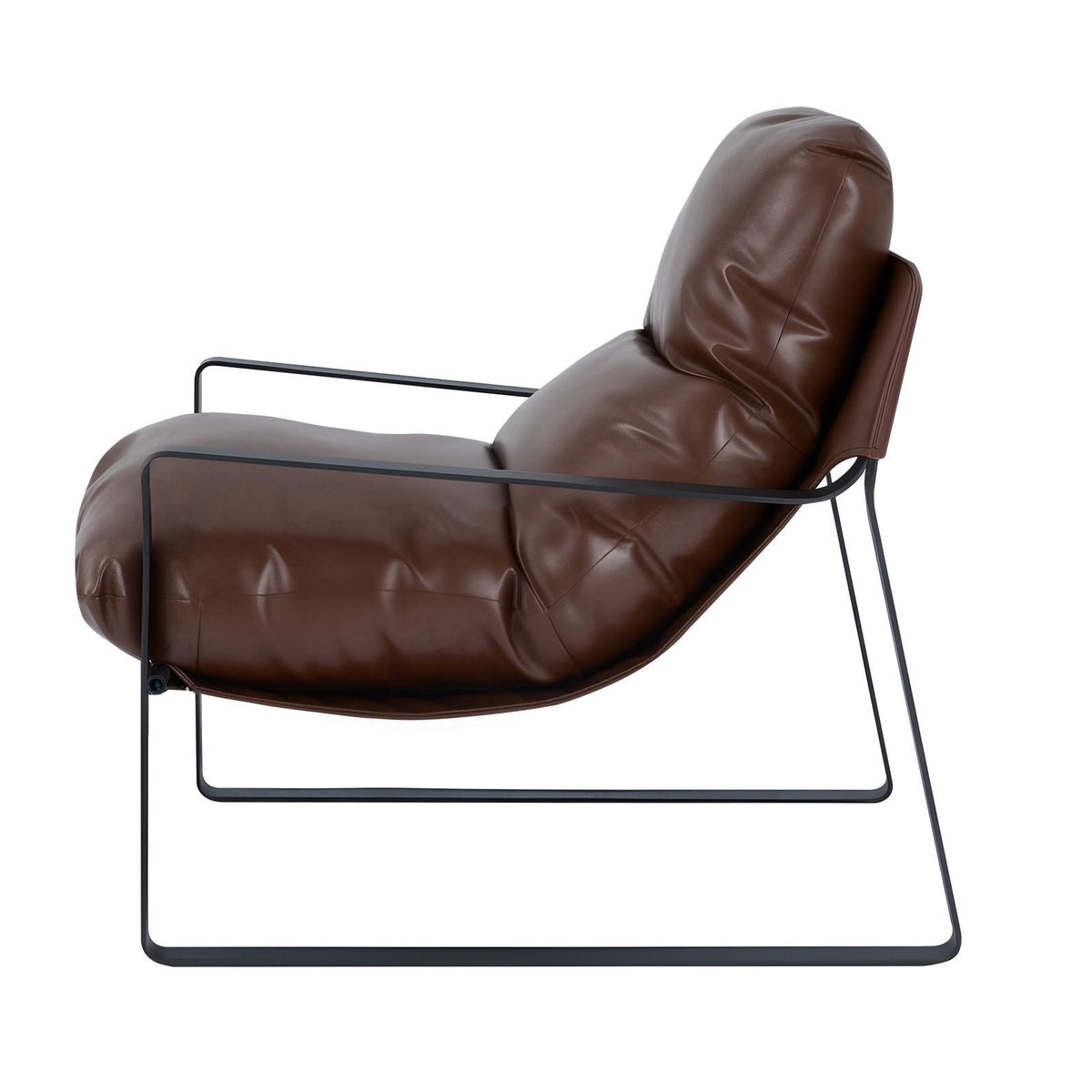 Accent Chair, Modern PU Leather Armchair, Cozy Upholstered Chair, with Soft Foam Cushioning, Sturdy Metal Frame, and Detachable Cushion, for Living Room, Bedroom, Reading Room, Office, Brown