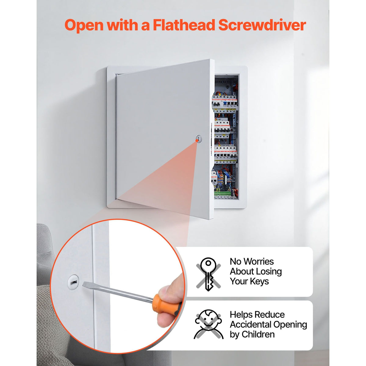 Access Panel for Drywall, 13.3 x 13.3 in Galvanized Steel Access Door, Easy Install Hinged Service Panel with Screwdriver Latch, for Ceiling Plumbing Electrical, 12.4 x 12.4 in Cutout Size White