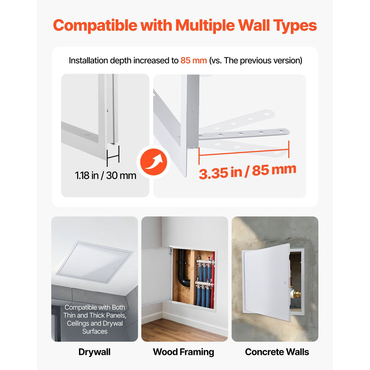 Access Panel for Drywall, 19.2 x 19.2 in Galvanized Steel Access Door, Easy Install Hinged Service Panel with Screwdriver Latch, for Ceiling Plumbing Electrical, 18.4 x 18.4 in Cutout Size White