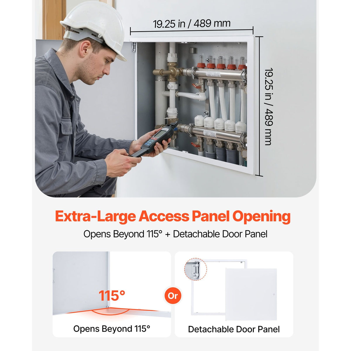 Access Panel for Drywall, 19.2 x 19.2 in Galvanized Steel Access Door, Easy Install Hinged Service Panel with Screwdriver Latch, for Ceiling Plumbing Electrical, 18.4 x 18.4 in Cutout Size White