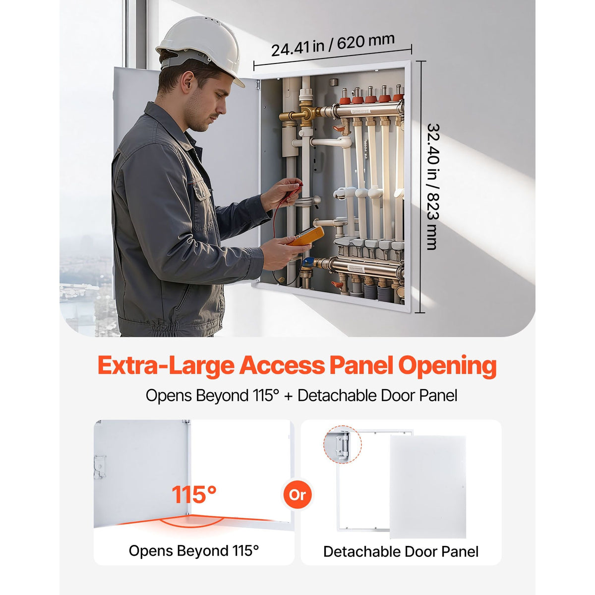 Access Panel for Drywall, 33.2 x 25.2 in Galvanized Steel Access Door, Easy Install Hinged Service Panel with Screwdriver Latch, for Ceiling Plumbing Electrical, 24.4 x 32.4 in Cutout Size White