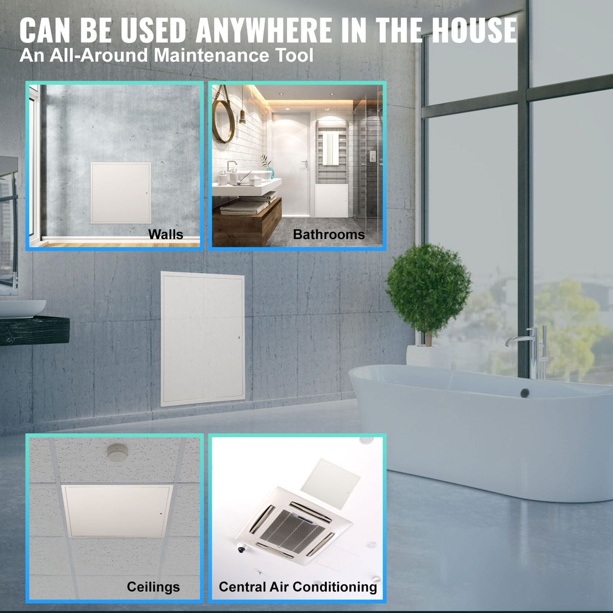 Access Panel for Drywall & Ceiling, 16 x 16 Inch Plumbing Access Panels, Reinforced Access Door, Heavy-Duty Steel Wall Hole Cover, Easy Install Removable Hinged Panel for Wiring & Cables, Silver