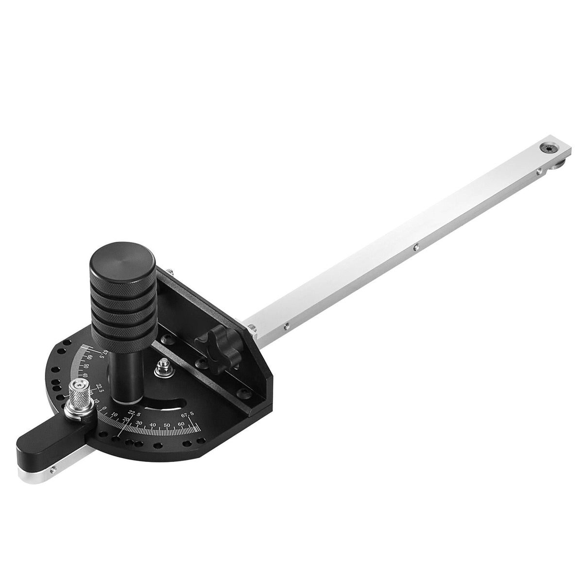 Accurate Miter Gauge, Fits Slots 3/4'' x 3/8'', Crafted from Aluminum Alloy, Features 15 Adjustable Angle Stops, Spring-Loaded Plunger & Detachable Disc, Ideal for Woodwork & Table Saws