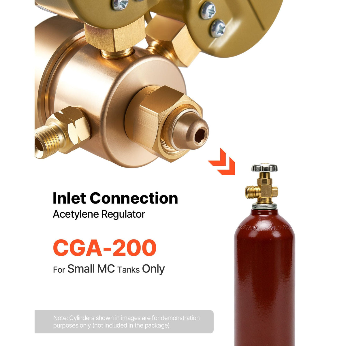 Acetylene Regulator, Precise Acetylene Regulator, 0-400PSI Welding Gas Gauge with CGA-200 Inlet Connection & 9/16"-18 LH Outlet Connection, T-Handle Adjustment