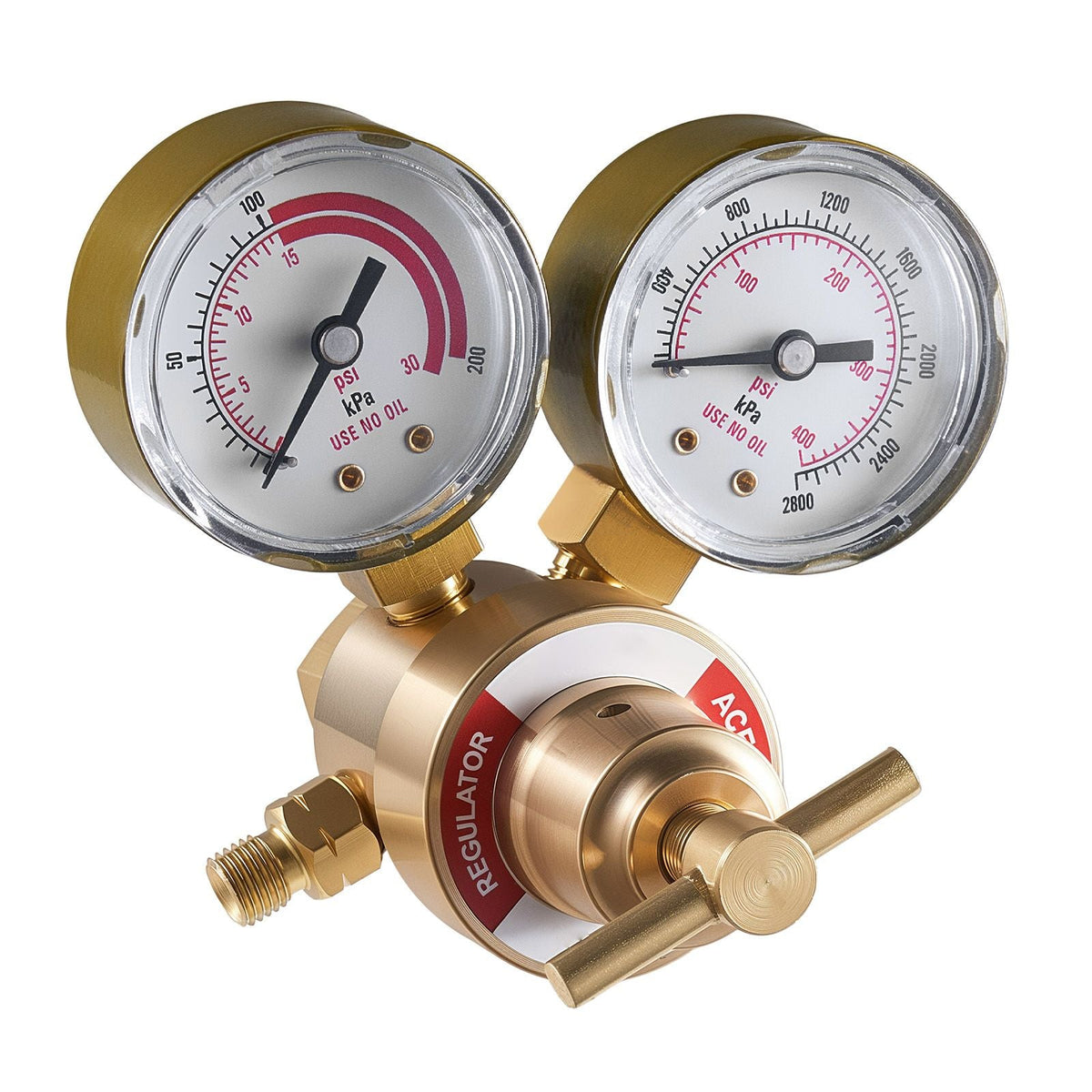 Acetylene Regulator, Precise Acetylene Regulator, 0-400PSI Welding Gas Gauge with CGA-200 Inlet Connection & 9/16"-18 LH Outlet Connection, T-Handle Adjustment