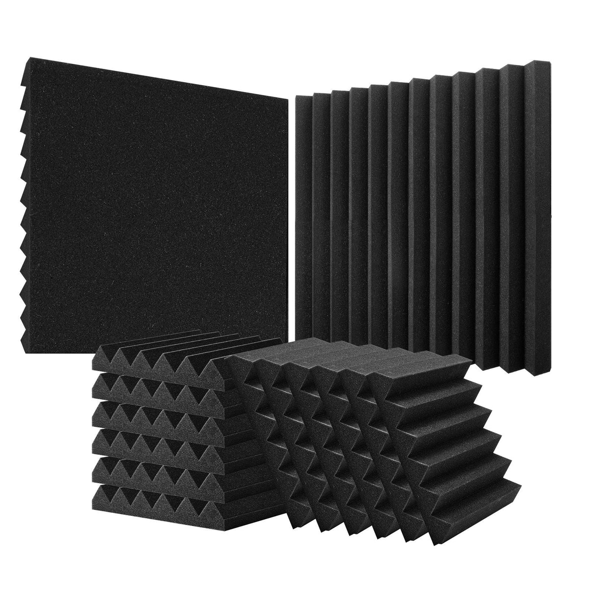 Acoustic Foam Panels, 36 Pack 12 x 12 x 2 inches, High Density Soundproof Wall Panels,Fire-Resistant Acoustic Panels,Sound Dampening Absorbing Panels for Studio Wall and Ceiling,Black