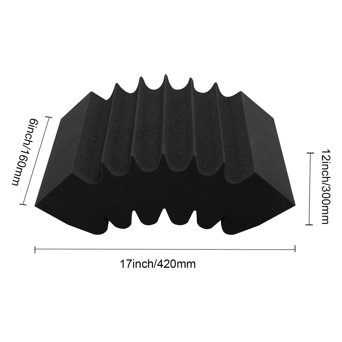 Acoustic Foam Panels, 4 Pack 16.5 x 6.3 x 12 inches, Adhesive High Density Soundproof Wall Panels,Fire-Resistant Acoustic Panel,Sound Dampening Absorbing Panel for Studio Wall and Ceiling,Black