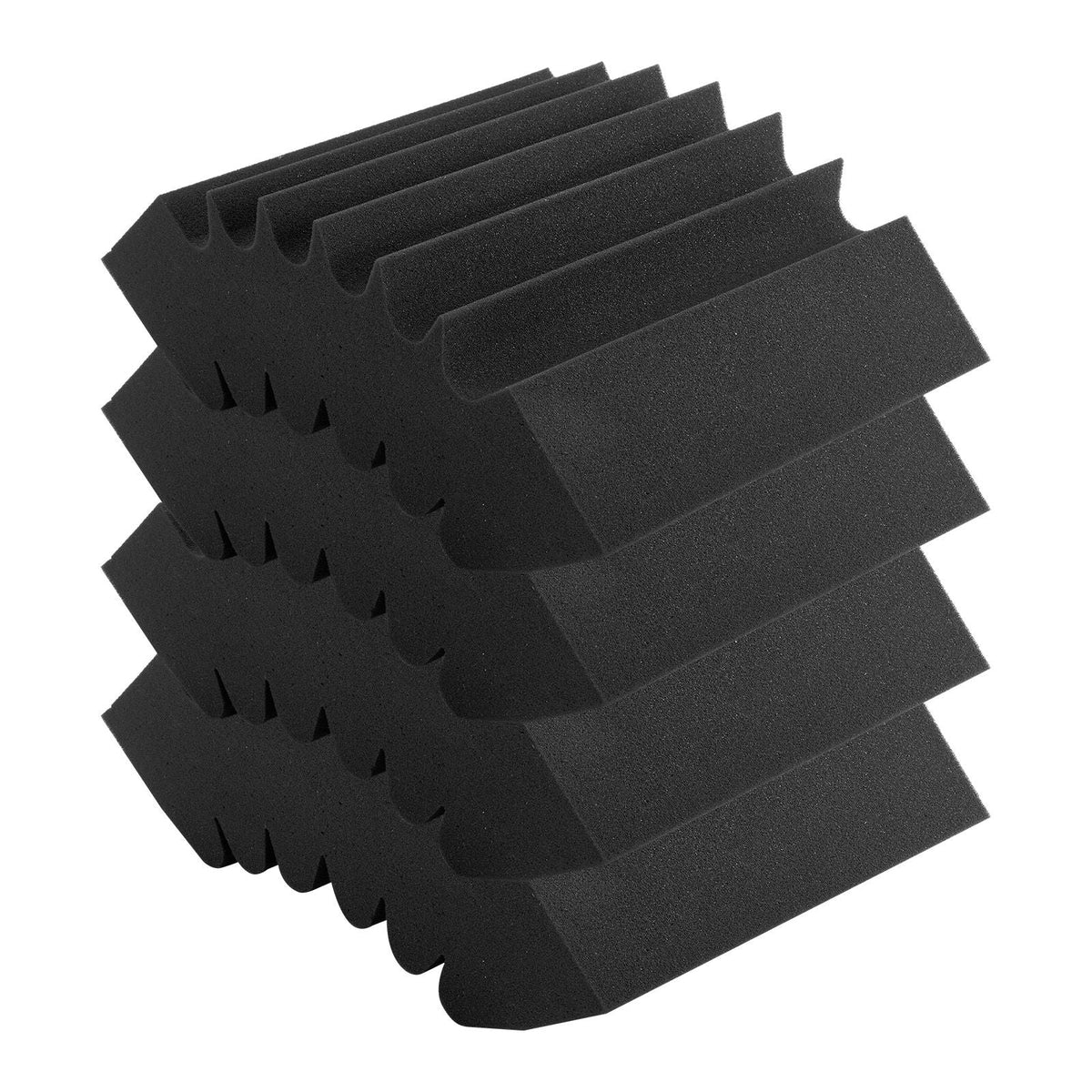 Acoustic Foam Panels, 4 Pack 16.5 x 6.3 x 12 inches, Adhesive High Density Soundproof Wall Panels,Fire-Resistant Acoustic Panel,Sound Dampening Absorbing Panel for Studio Wall and Ceiling,Black