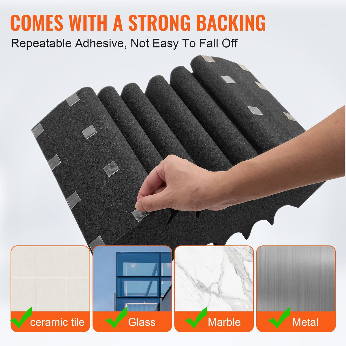 Acoustic Foam Panels, 4 Pack 16.5 x 6.3 x 12 inches, Adhesive High Density Soundproof Wall Panels,Fire-Resistant Acoustic Panel,Sound Dampening Absorbing Panel for Studio Wall and Ceiling,Black