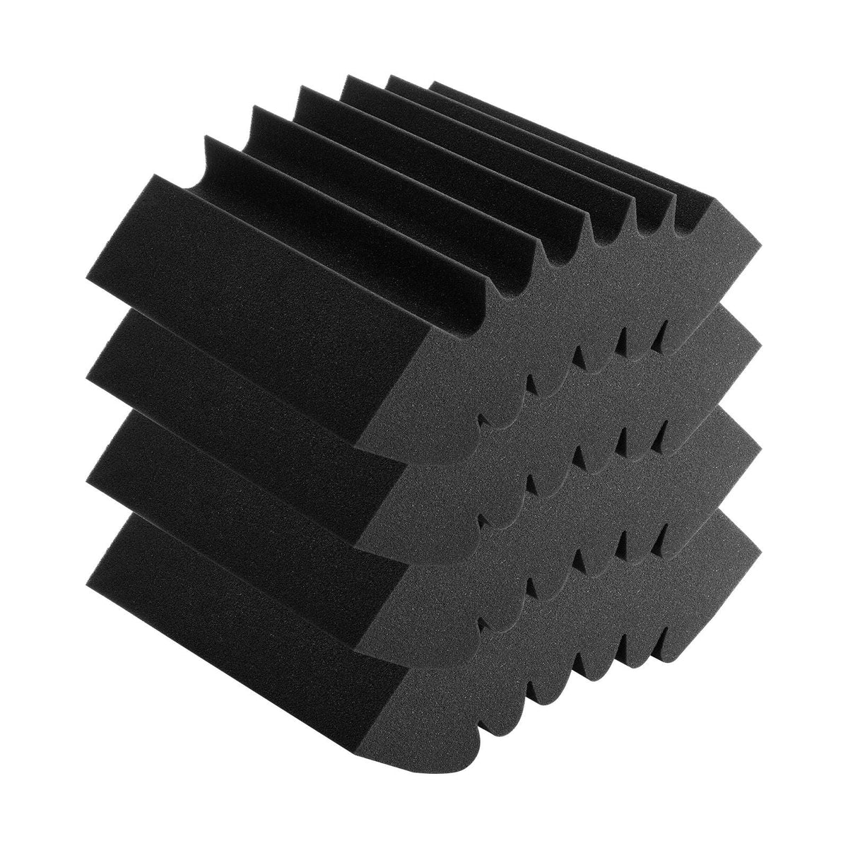 Acoustic Foam Panels, 4 Pack 16.5 x 6.3 x 12 inches, Adhesive High Density Soundproof Wall Panels,Fire-Resistant Acoustic Panel,Sound Dampening Absorbing Panel for Studio Wall and Ceiling,Black