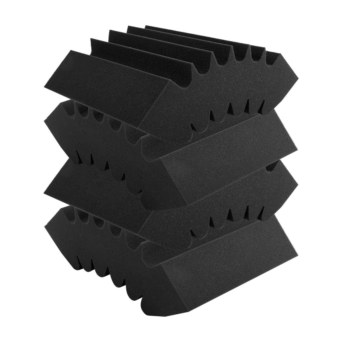 Acoustic Foam Panels, 4 Pack 16.5 x 6.3 x 12 inches, Adhesive High Density Soundproof Wall Panels,Fire-Resistant Acoustic Panel,Sound Dampening Absorbing Panel for Studio Wall and Ceiling,Black