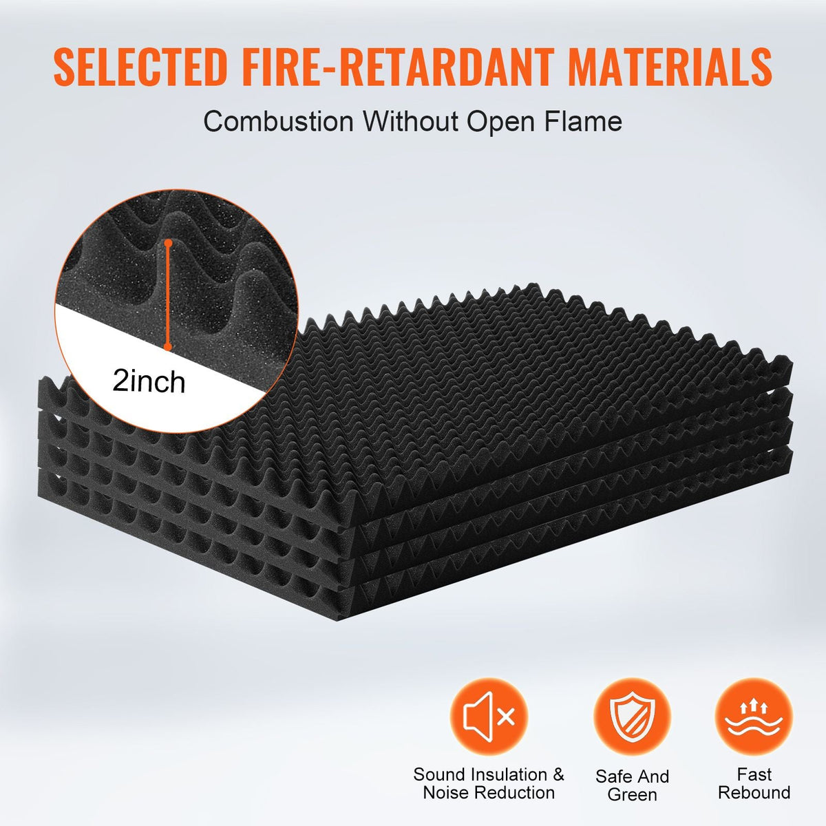 Acoustic Foam Panels, 4 Pack 48 x 24 x 2 inches, Egg Designed Soundproof Wall Panels,Fire-Resistant Acoustic Panels,Sound Dampening Absorbing Panels for Studio Wall and Ceiling,Black