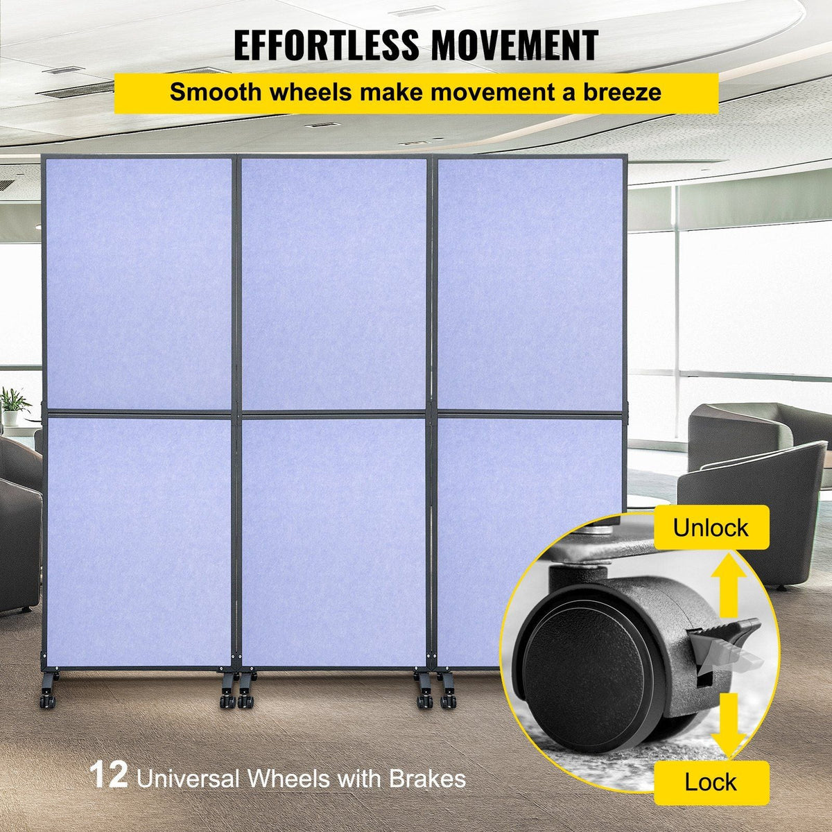 Acoustic Room Divider 72\" x 66\" Office Partition Panel 3 Pack Office Divider Wall Steel Blue Office Dividers Partition Wall Polyester & 45 Steel Cubicle Wall Reduce Noise and Visual Distractio