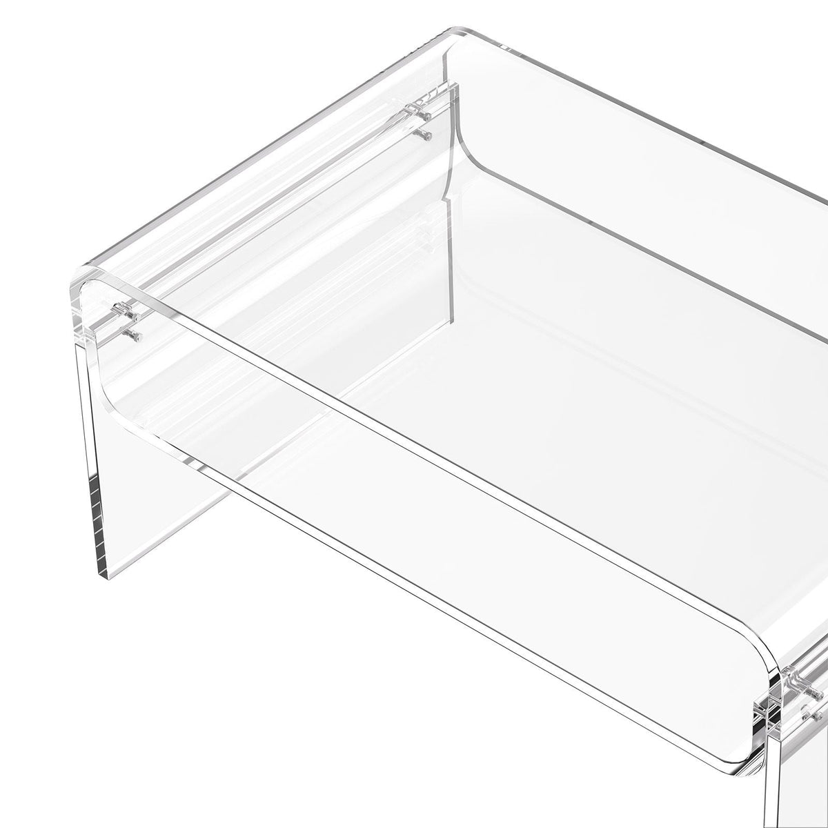 Acrylic Coffee Table, 2 Tiers Center Table with Storage Shelf, Modern Rectangle Acrylic Coffee Desk, Ideal for Dining Room, Kitchen Island, Restaurant, Office, 19.7 x 31.5 x 15 in (Clear)