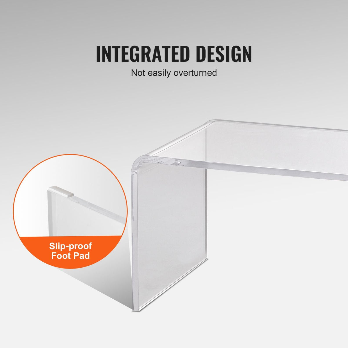 Acrylic Coffee Table, C-Shaped Clear Acrylic End Table, 16.3 inch high Transparent Acrylic Side Table, for Coffee, Drink, Food, Snack used in Living Room, Courtyard, Terrace