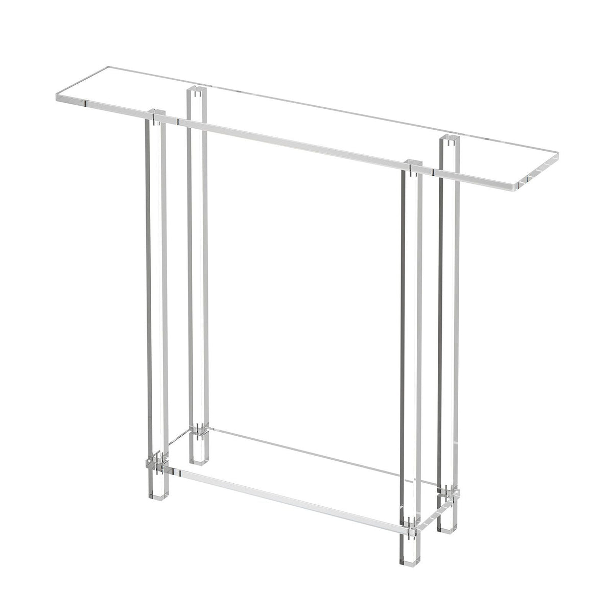 Acrylic Console Table, 2 Tiers Narrow Side Desk with Bottom Open Storage, Modern Rectangle Acrylic End Table, Transparent Entry Desk for Foyer, Hallway, Living Room, 7.6 x 39.4 x 31.5 in (Clear)