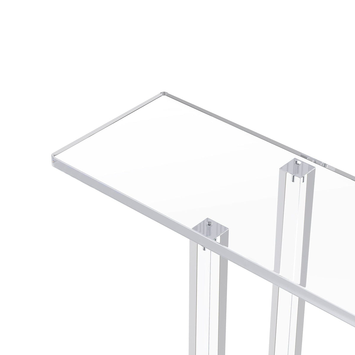 Acrylic Console Table, 2 Tiers Narrow Side Desk with Bottom Open Storage, Modern Rectangle Acrylic End Table, Transparent Entry Desk for Foyer, Hallway, Living Room, 7.6 x 39.4 x 31.5 in (Clear)
