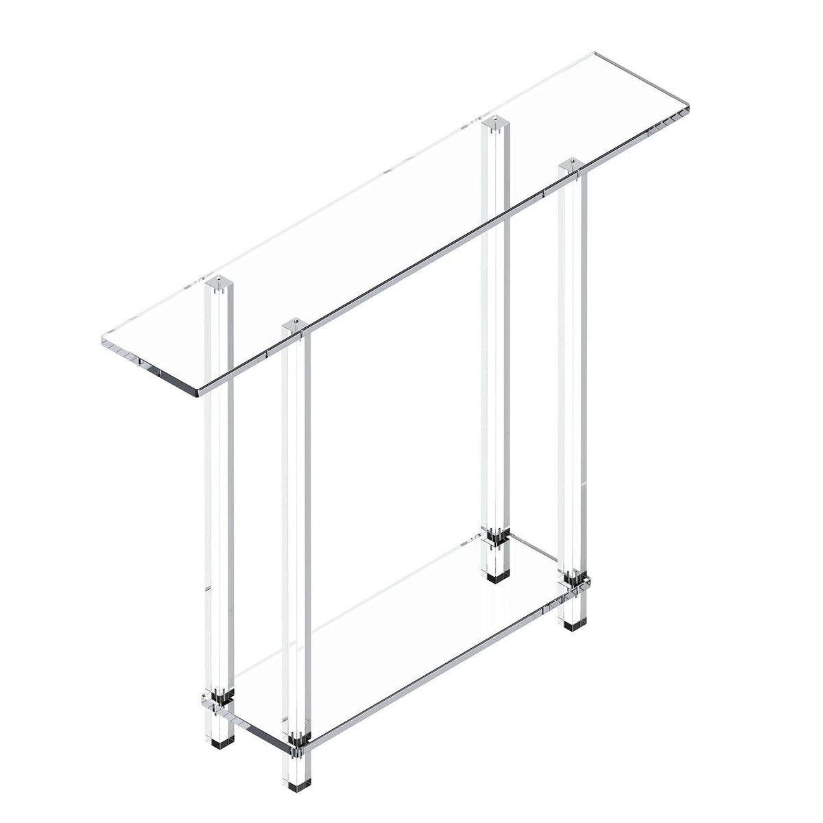 Acrylic Console Table, 2 Tiers Narrow Side Desk with Bottom Open Storage, Modern Rectangle Acrylic End Table, Transparent Entry Desk for Foyer, Hallway, Living Room, 7.6 x 39.4 x 31.5 in (Clear)
