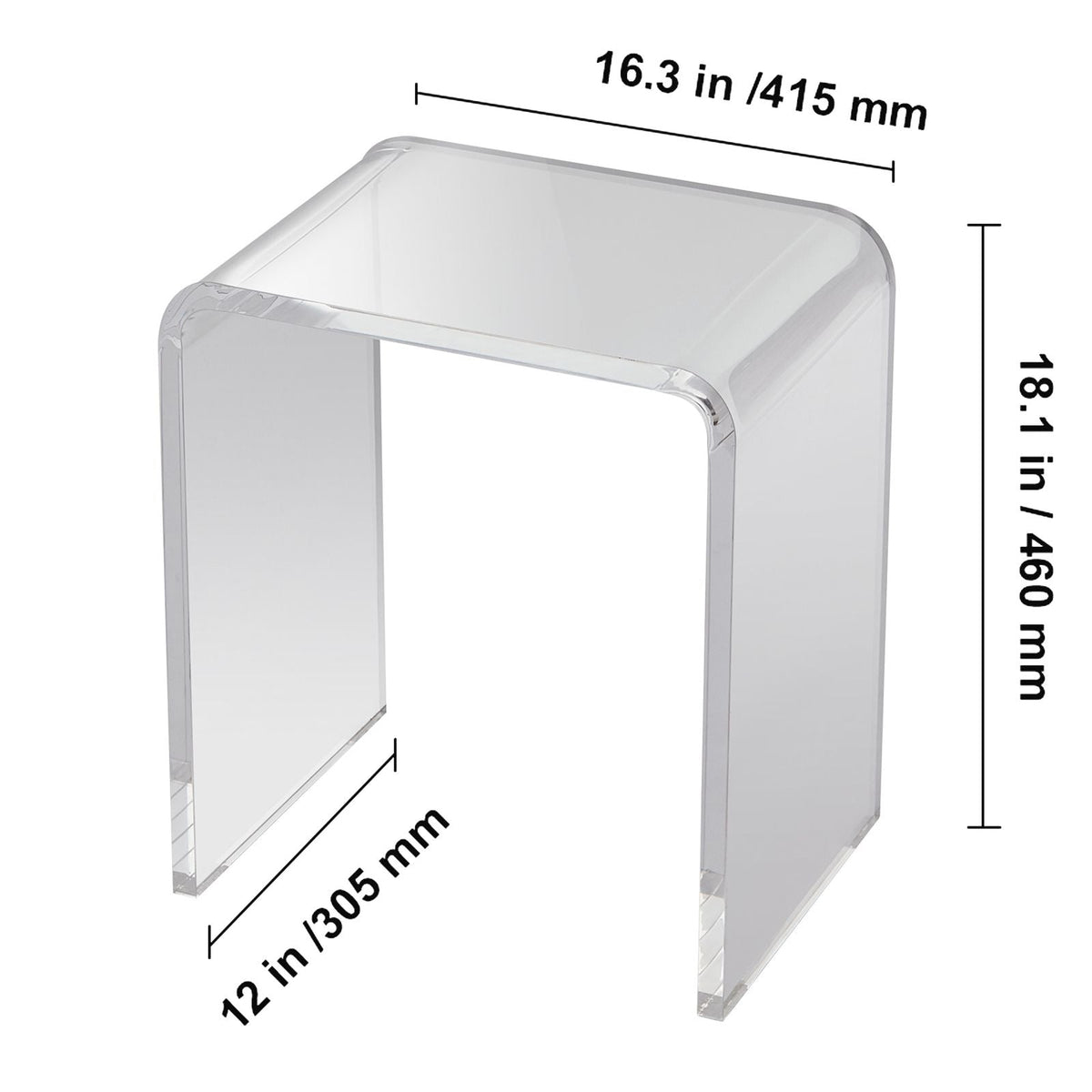 Acrylic End Table, C-Shaped Lucite Side Table, Clear Acrylic Side Table for Drink, Food, Snack used in Living Room, Bedroom, and Study