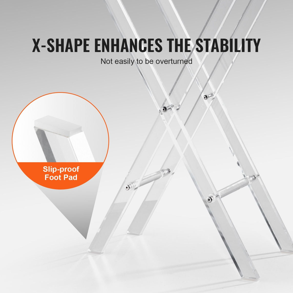 Acrylic Folding Tray Table, Acrylic End Table with Folding X Leg, Clear Acrylic Side Table for Coffee, Drink, Food, Snack used in Living Room, Bedroom, and Study