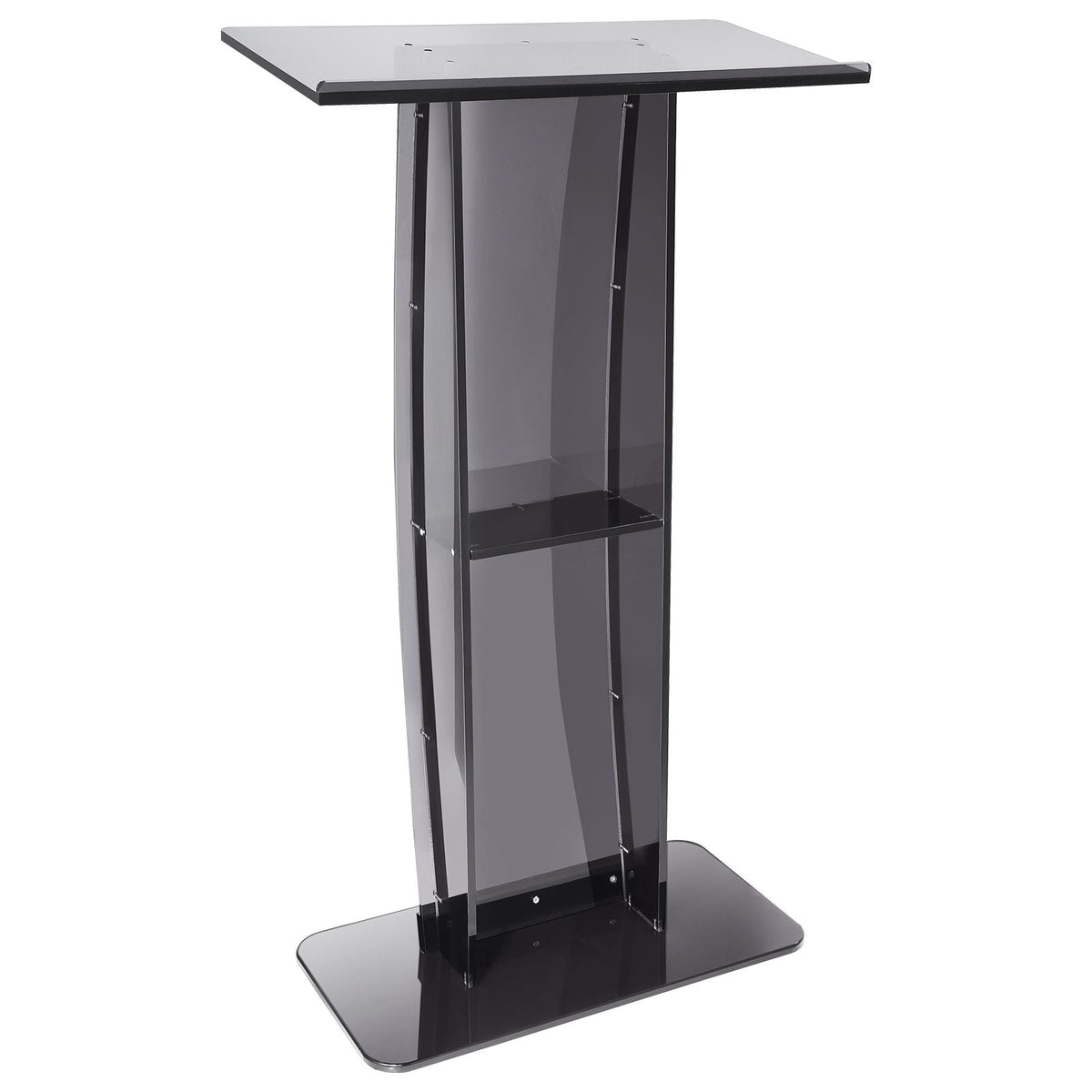 Acrylic Podium, 47" Acrylic Podium Stand with Wide Reading Surface & Storage Shelf, Floor-standing Clear Pulpits Acrylic for Church Office School, Black