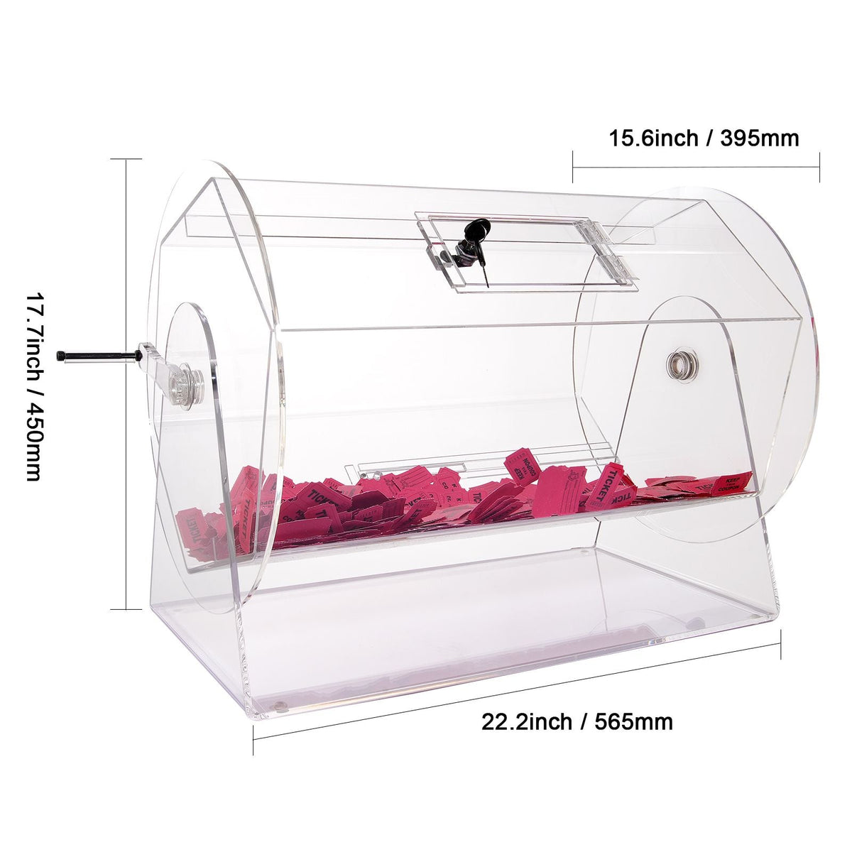 Acrylic Raffle Drum,Professional Raffle Ticket Spinning Cage with 2 Keys, Transparent Lottery Spinning Drawing, Holds 10000 Tickets or 300 Raffle Balls, Raffle Ticket Box for Lottery Games Bing