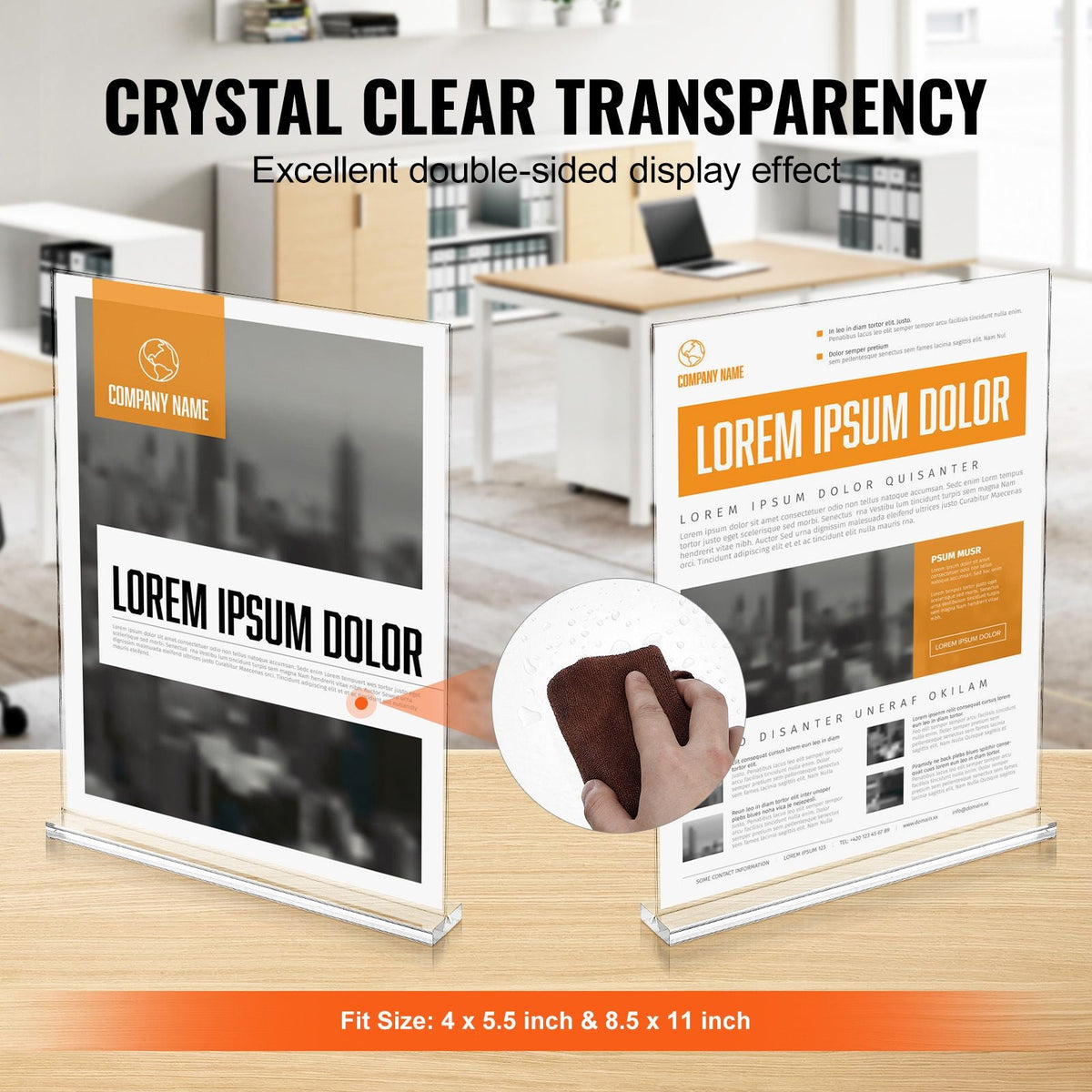 Acrylic Sign Holder, 6 Pack 8.5 x 11-inch Brochure Display Holders, T-Shape Double Sided Display Sign Stand, Clear Acrylic Table Menu Photo Paper Holder for Restaurant Office Wedding Bar