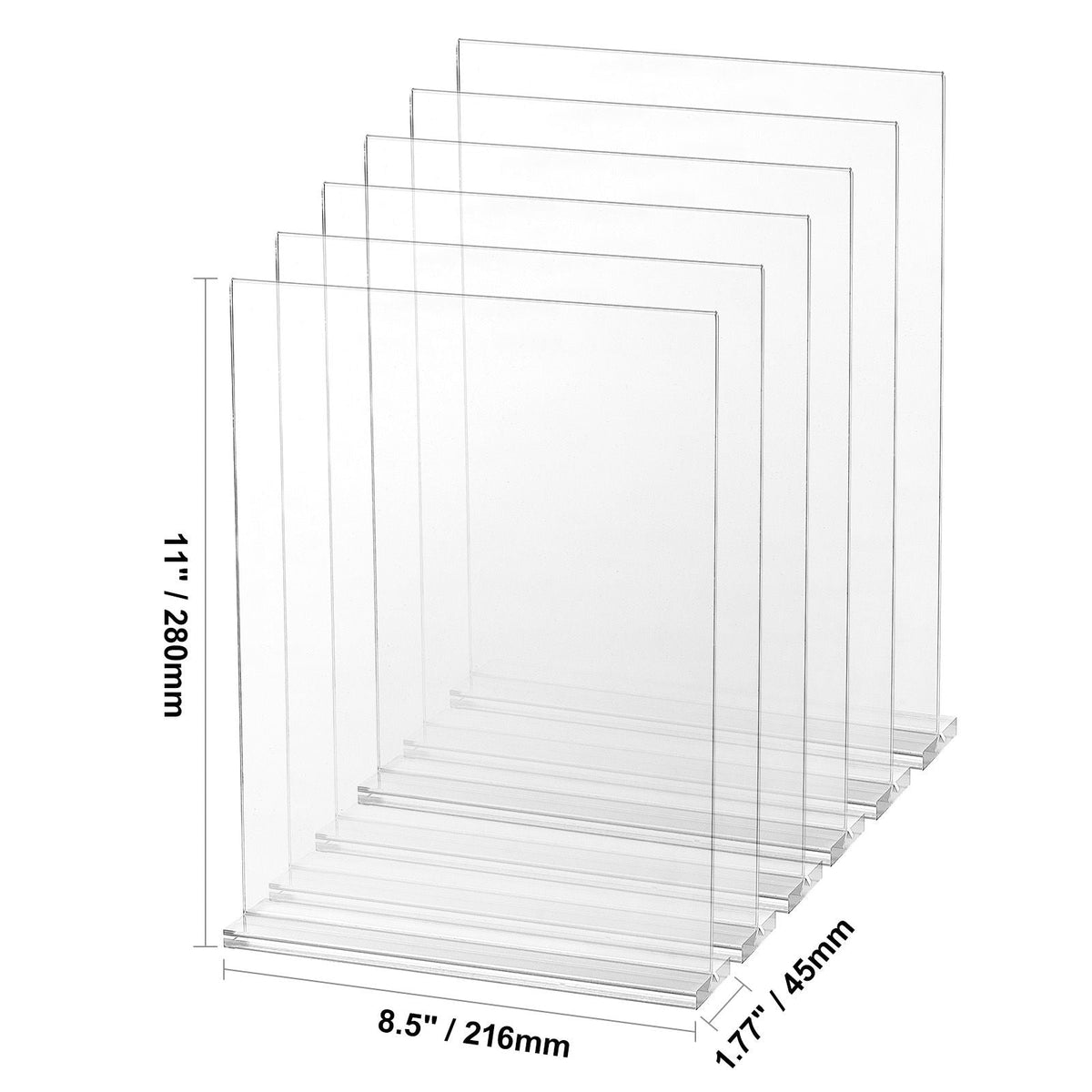 Acrylic Sign Holder, 6 Pack 8.5 x 11-inch Brochure Display Holders, T-Shape Double Sided Display Sign Stand, Clear Acrylic Table Menu Photo Paper Holder for Restaurant Office Wedding Bar