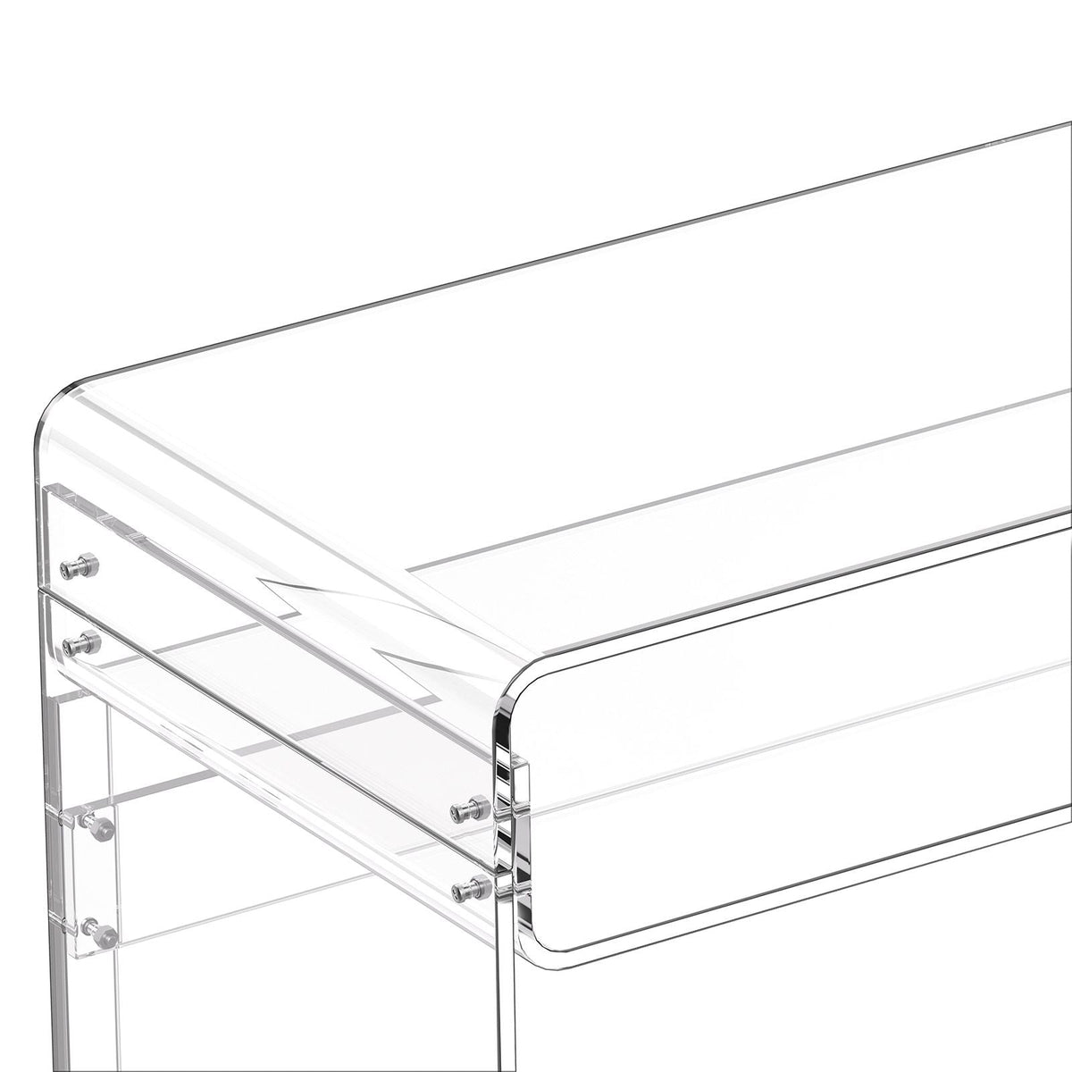 Acrylic Table, 2 Tiers Clear End Table with Storage Shelf, Modern Rectangle Acrylic Side Desk, Transparent Thick Desk Nightstand for Bedroom, Office, Living Room, 15.7 x 33.5 x 29.5 in (Clear)