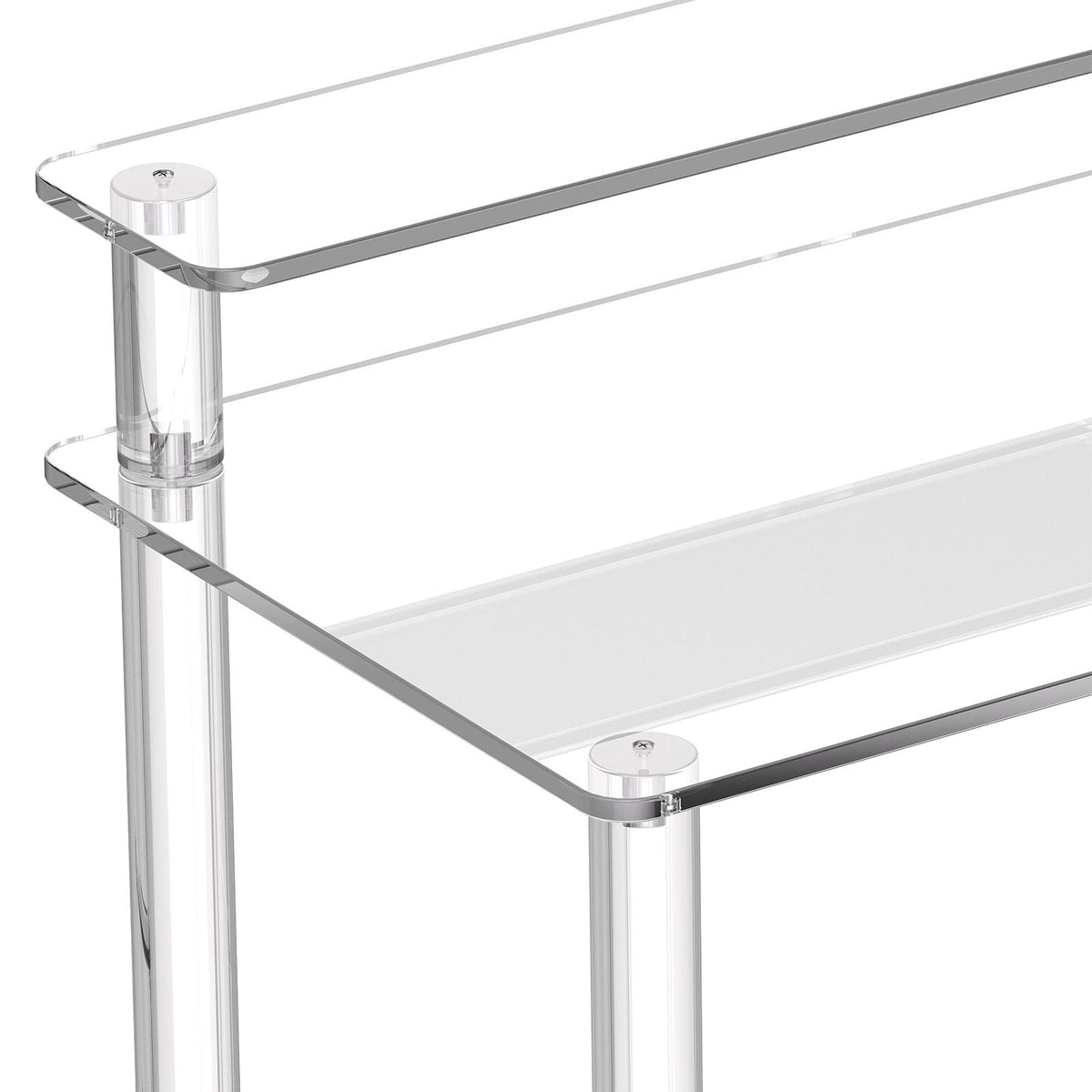 Acrylic Table, 2 Tiers Clear Office Desk with Monitor Stand, Acrylic Study Computer Desk, Modern Side End Table Nightstand for Bedroom, Office, Study, Cloakroom, 19.7 x 31.5 x 34.7 in (Clear)