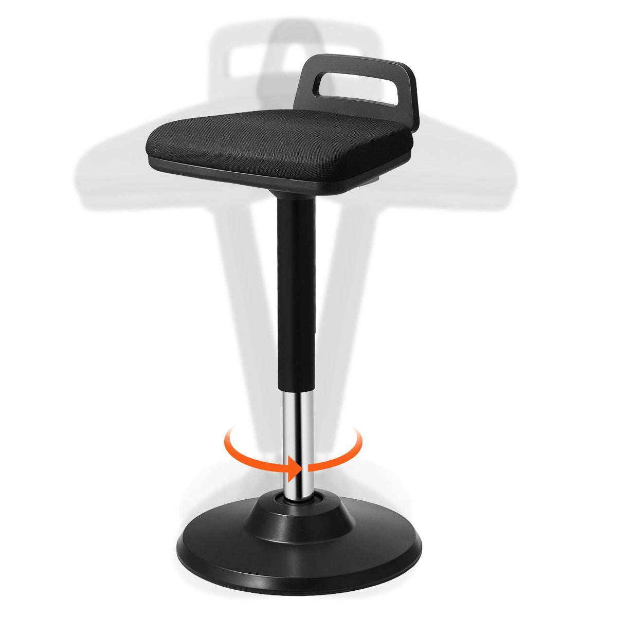 Active Chair with Handle, Height-Adjustable (24.6-34.4") Wobble Chair Made of Elastic Fabric & 45 mm Foam, Ideal for Schools, Office and Home, 8° Tilt Angle, Age 12-18, Black