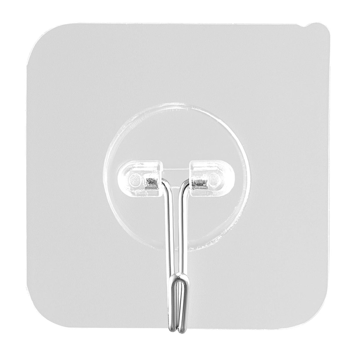 Adhesive Hooks, 12 Pack Self-Adhesive Towel Coat Hooks, Heavy-Duty Wall Hook Hold 15 lbs (Max), Stainless Steel Sticky Hanger, for Bathroom, Kitchen, Hanging Towel, Coat & Keys (Transparent)