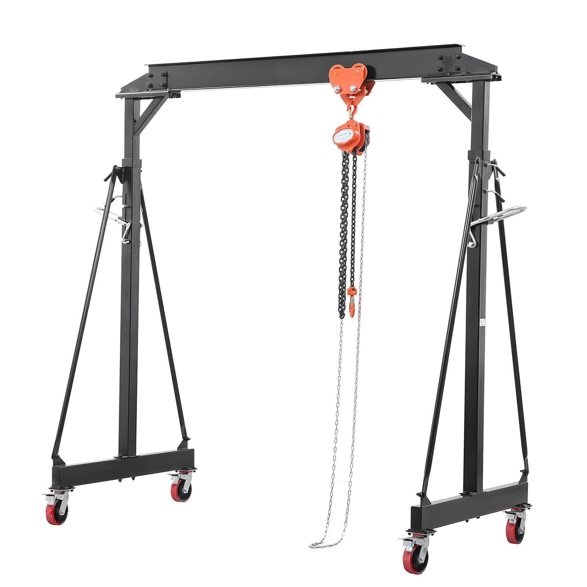 Adjustable Gantry Crane, 4400 lbs Capacity, Portable Shop Lift Hoist with 99.6-146.9 in Height Adjustable, Manual Trolley, Hoist, Sling, Shackles, Hooks, for Garage Factory Warehouse Auto Repair