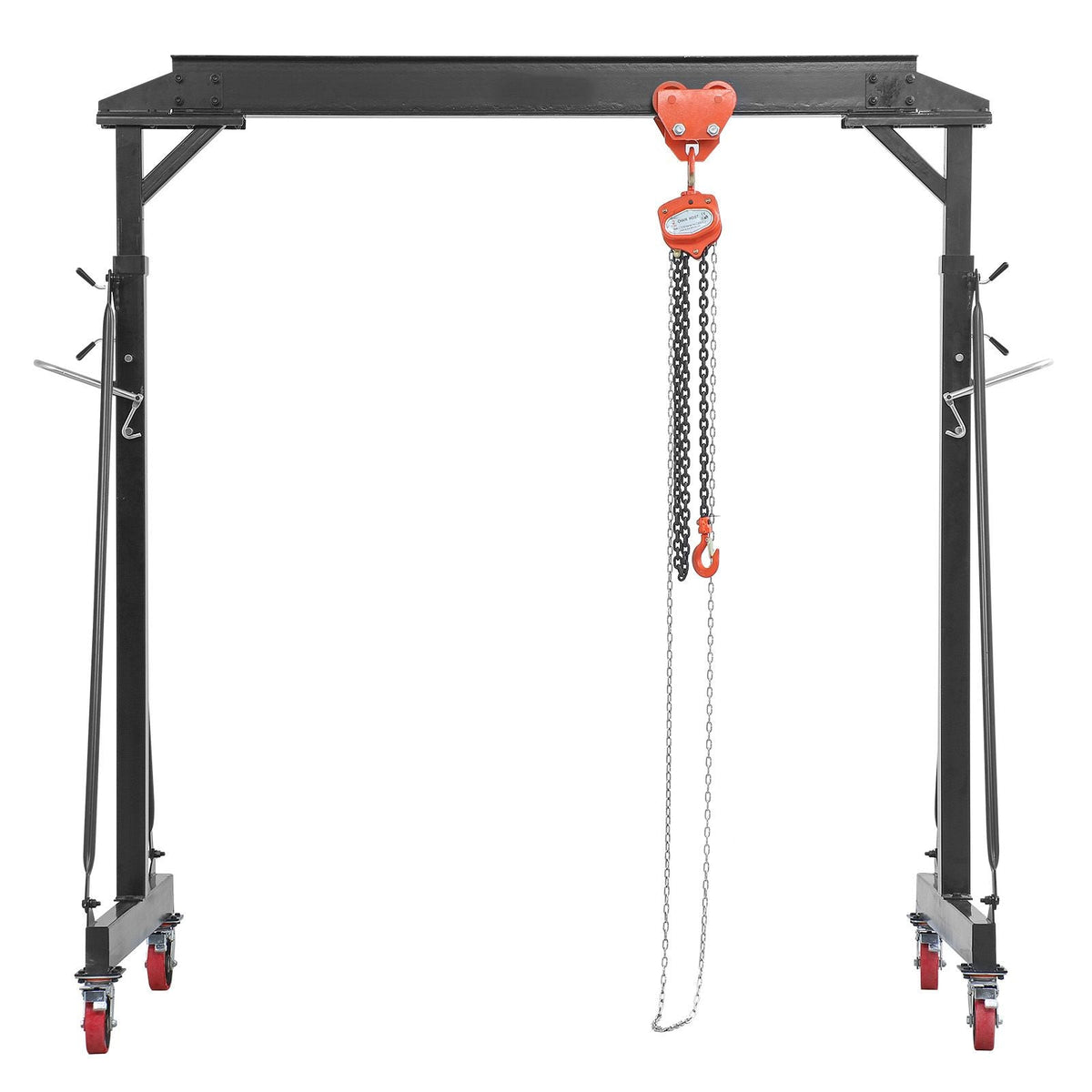 Adjustable Gantry Crane, 4400 lbs Capacity, Portable Shop Lift Hoist with 99.6-146.9 in Height Adjustable, Manual Trolley, Hoist, Sling, Shackles, Hooks, for Garage Factory Warehouse Auto Repair
