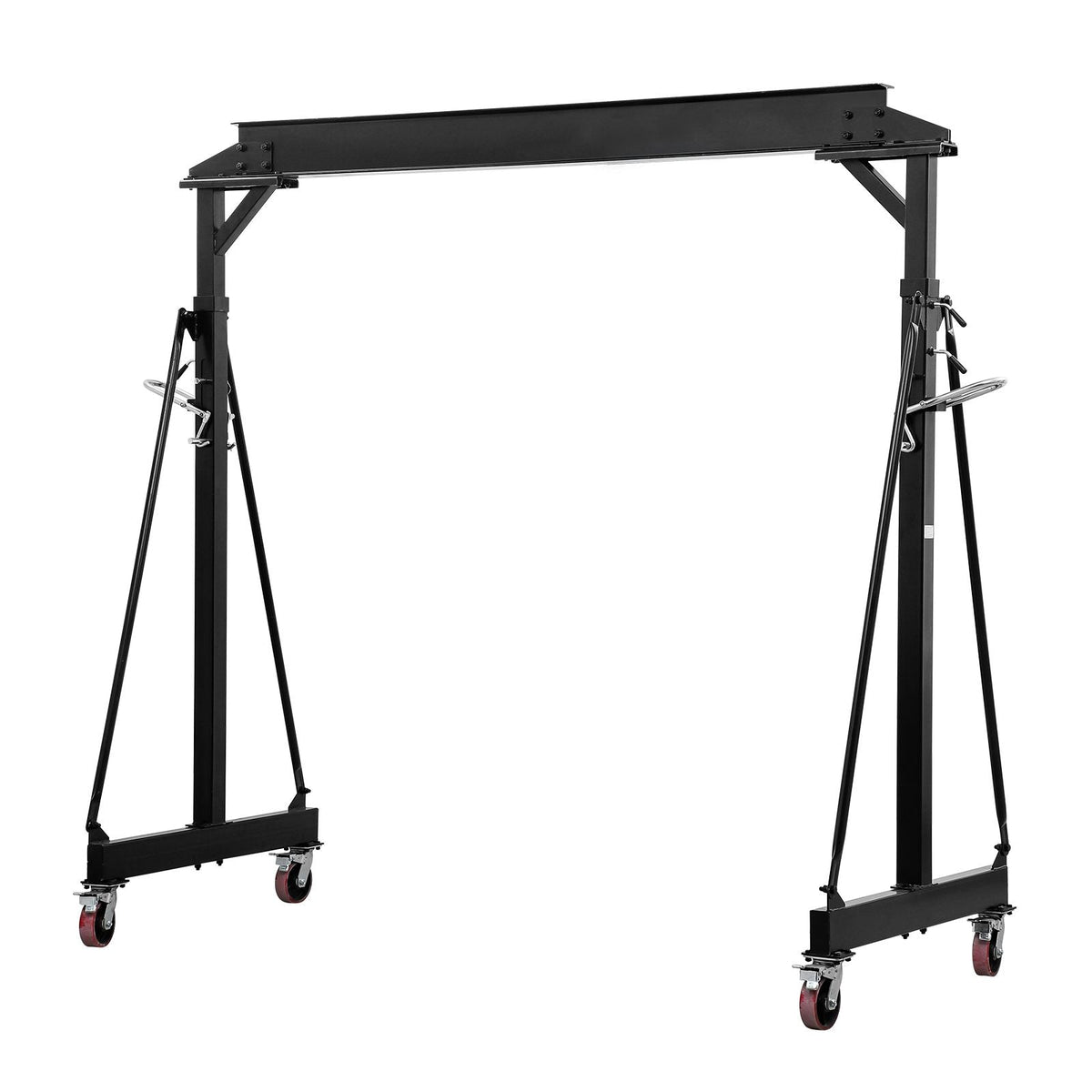 Adjustable Gantry Crane, 5000 lbs Capacity, Portable Shop Lift Hoist with 100.4-147.6 in Height Adjustable, Manual Trolley, Locking Wheels, Steel Construction, for Factory Warehouse Auto Repair