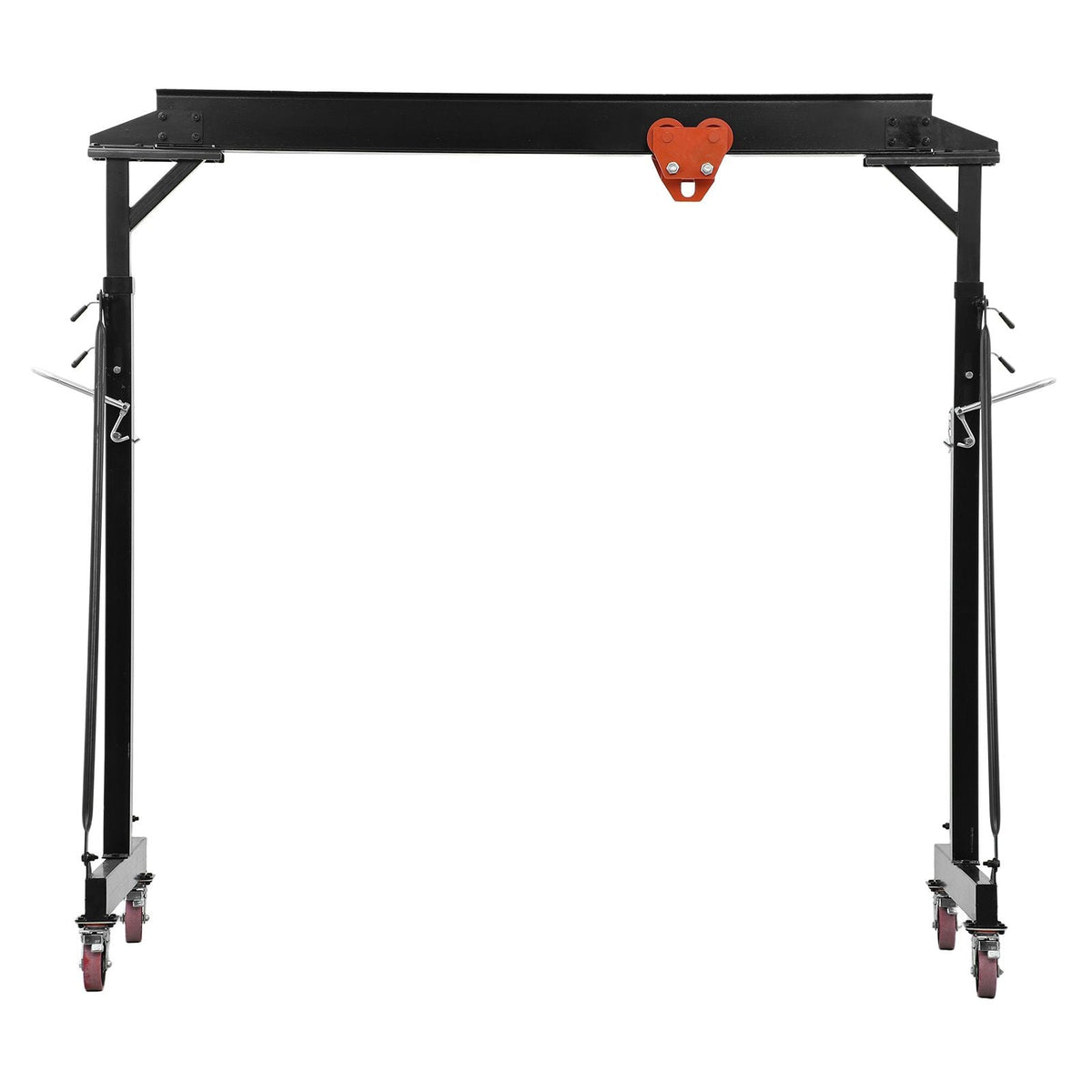 Adjustable Gantry Crane, 5000 lbs Capacity, Portable Shop Lift Hoist with 100.4-147.6 in Height Adjustable, Manual Trolley, Locking Wheels, Steel Construction, for Factory Warehouse Auto Repair
