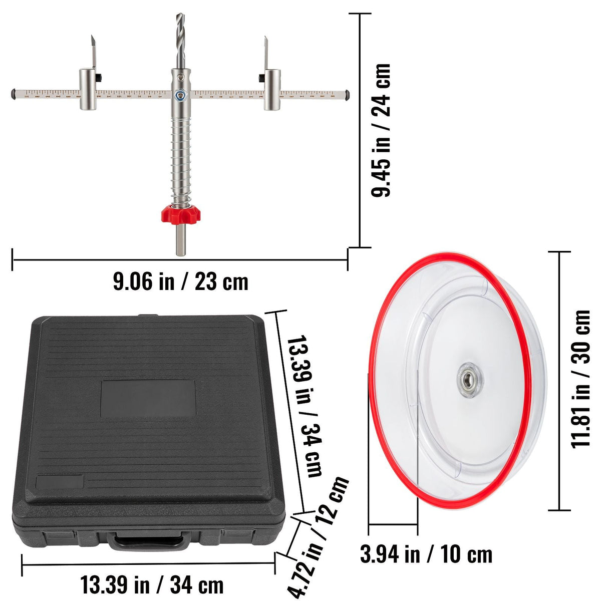 Adjustable Hole Saw Cutter Kit, 1-5/8" to 8" (40-200 mm), Two Replaceable Pilot Drill Bits, Twin Blade Recessed Hole Saw with PC Dust Shield, for Recessed Lights, Ceiling Speakers, Vent Holes