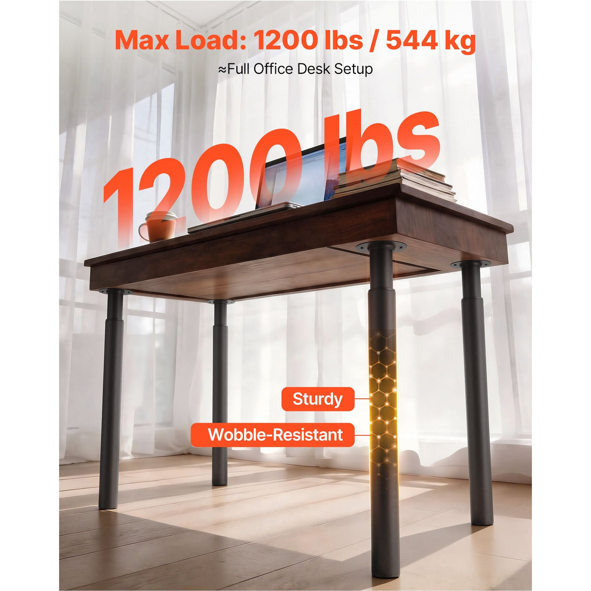 Adjustable Table Legs, 28-43.3 in Steel Furniture Legs, 1200 lbs Max Load Heavy Duty, Quick Installation, Ideal for Home Office Desk DIY, Coffee Dinner Bar Tables, Workbenches, Set of 4, Black