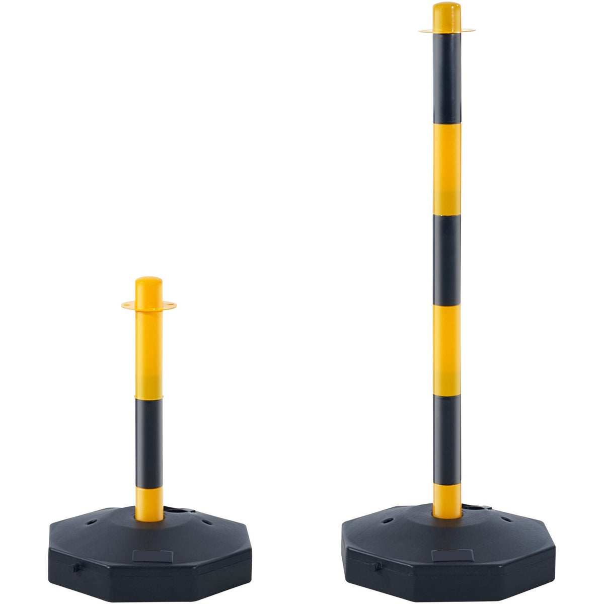 Adjustable Traffic Delineator Post Cones, 2 Pack, Traffic Safety Delineator Barrier with Fillable Base 8FT Chain, for Traffic Control Warning Parking Lot Construction Caution Roads, Yellow&Black