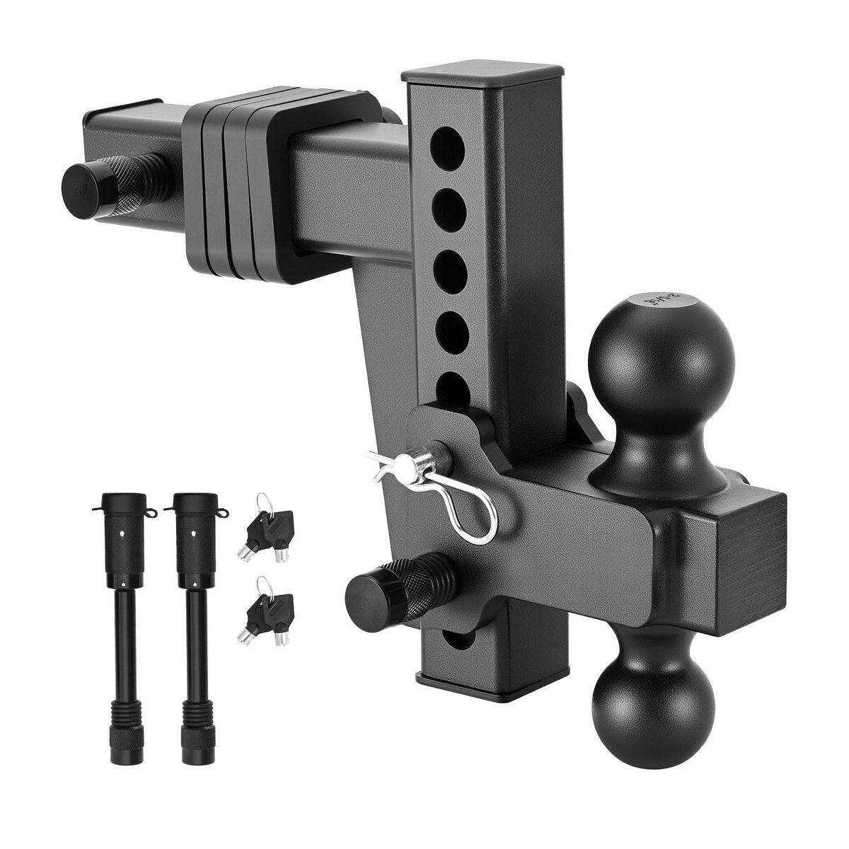 Adjustable Trailer Hitch, Fit 2 Inch Receiver, Trailer Hitch Mount with 2 Inch & 2-5/16 Inch Balls, 15000 lbs GTW, 6 Inch Drop, Towing Ball Mounts for RVs, Off-Road Vehicles and Trucks, Black